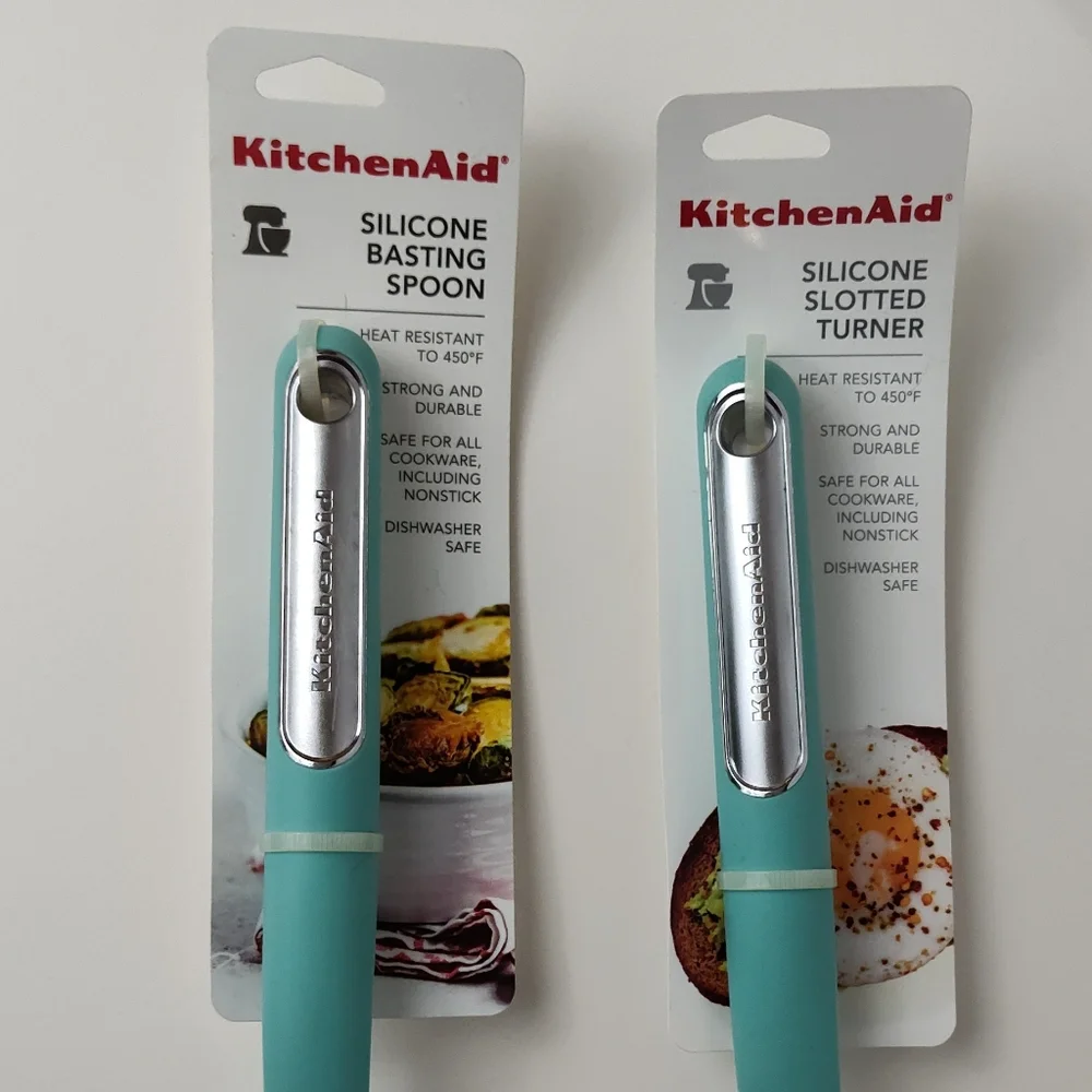 KitchenAid Silicone Aqua Blue Cooking Utensils Bundle - Picture 3 of 4